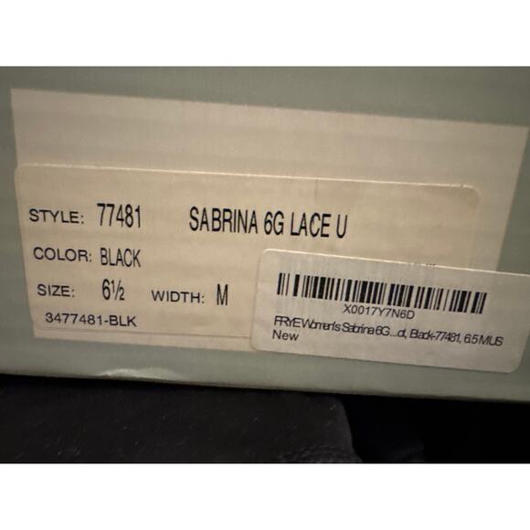 Frye Sabrina 6G Black Leather Lace Up Ankle Boots Block Heel Size 6.5 Goth Moto - Picture 10 of 10